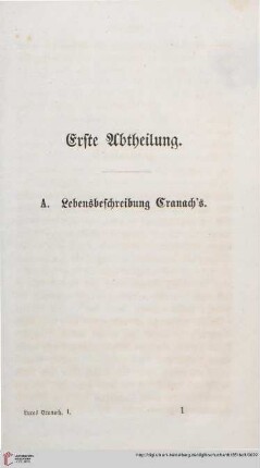 A: Lebensbeschreibung Cranach's