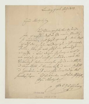 Brief von Franz Ignaz Heinrich von Hefner an Joseph Heller