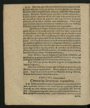Caput III. Contrarias Sententias expedens.