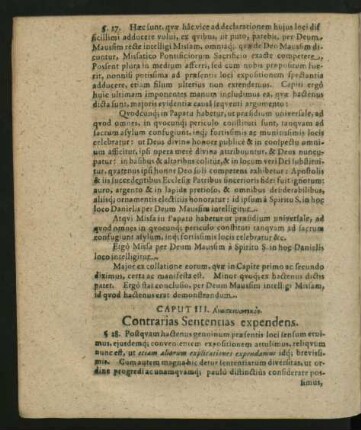 Caput III. Contrarias Sententias expedens.