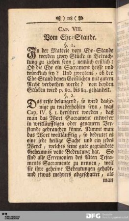 Cap. VIII. Vom Ehe-Stande.