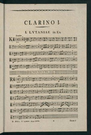 1-6, Clarino I. Lytaniae in Es. - IV. Lytaniae Lauretanae