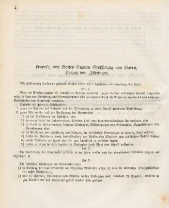 Gesetzesentwurf über die Anwendung des Standrechtes