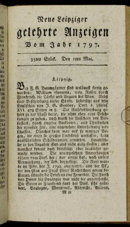 35tes Stück. Den 1ten Mai.