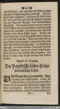 Das VII. Capitel. Die Papistische Lehre ist eine verdam[m]liche Lehre