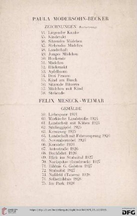 Felix Meseck-Weimar. Gemälde (Nr. 59-75)