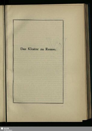 Das Kloster zu Remse