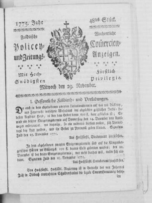 48tes Stück, Ausgabe vom 29. November 1775