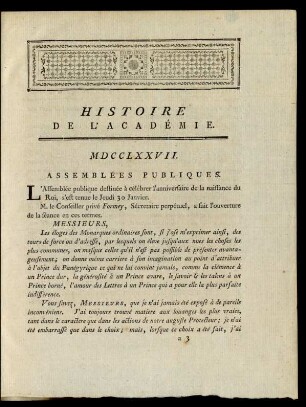 Histoire De L'Académie