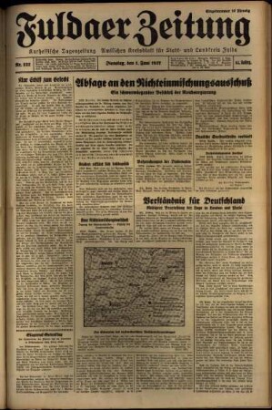 Erste Ausgabe vom Dienstag, den 01. Juni 1937.