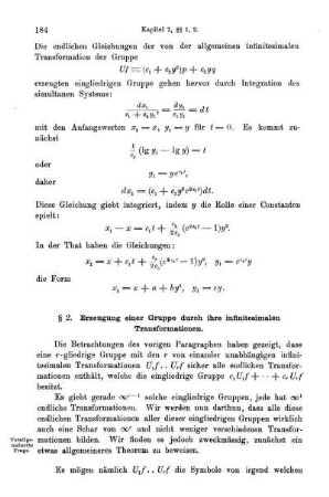 § 2. Erzeugung einer Gruppe durch ihre infinitesimalen Transformationen.