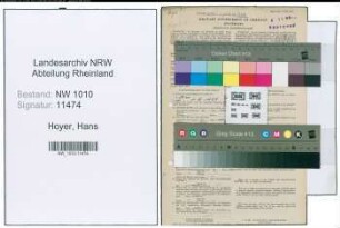 Entnazifizierung Hans Hoyer , geb. 04.09.1896 (Stadtinspektor)