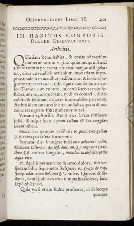 In Habitus Corporis Dolore Observationes