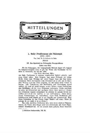 Sully Prudhomme als Philosoph : (1839-1907) ; (Schluß)
