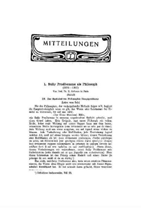 Sully Prudhomme als Philosoph : (1839-1907) ; (Schluß)