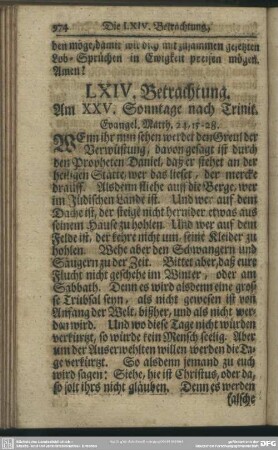 LXIV. Betrachtung. Am XXV. Sonntage nach Trinit. Evangel. Matth. 24, 15-28