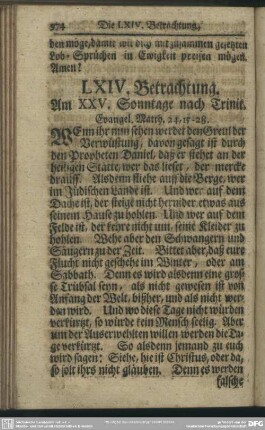 LXIV. Betrachtung. Am XXV. Sonntage nach Trinit. Evangel. Matth. 24, 15-28