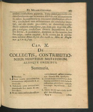 Cap. X. De Collectis, Contributionibus, Sumptibus Matatorum, Aliisque Oneribus.
