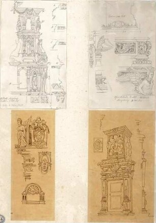 Lange, Ludwig; Lange - Archiv: VIII.6 Öfen - u. a. Rathaus Augsburg (Ansicht, Details)