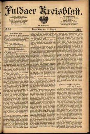 Ausgabe vom Donnerstag, den 11. August 1898.