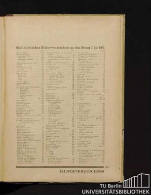 Alphabetisches Bilderverzeichnis zu den Seiten 1 bis 640.
