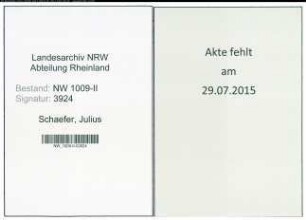 Entnazifizierung Julius Schaefer , geb. 01.10.1900 (Pfleger)
