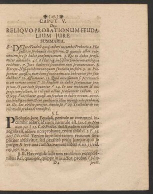 Caput V. De Reliquo Probationum Feudalium Iure.
