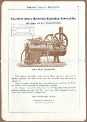 Stationäre große Hochdruck-Expansions-Lokomobile