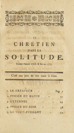 Le Chrétien Dans La Solitude
