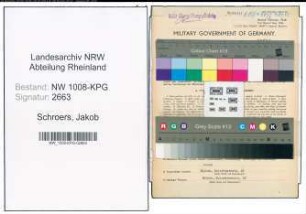 Entnazifizierung Jakob Schroers , geb. 26.01.1895 (Landwirt)
