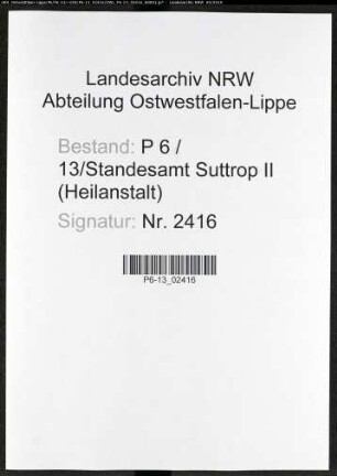 Sterberegister Standesamt Suttrop II