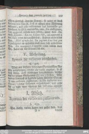 V. Abtheilung. Syntaxis der verborum insonderheit.