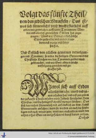 Volgt das fünfte Theil von den irdischen Mirackeln.