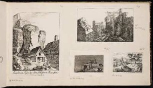 [40] Ansicht am Fusse des alten Schlosses in Bezenstein. - Burg Betzenstein, Betzenstein. [41] In Bezenstein. - Burg Betzenstein, Betzenstein. [42] Capelle bei Castel. [43] Altenthann. - Sankt Nikolaus, Schwarzenbruck-Altenthann
