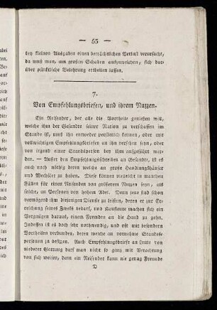 7. Von Empfehlungsbriefen, und ihrem Nuzzen.