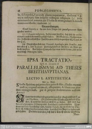Ipsa Tractatio, Quae Habet Parallelismum Ad Theses Breithauptianas