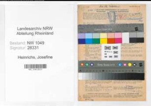 Entnazifizierung Josefine Heinrichs , geb. 24.04.1901 (Stadtfuersorgerin)