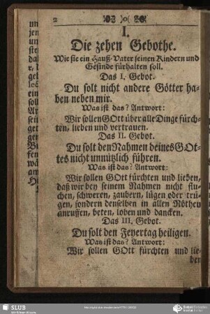 I. Die zehen Gebothe