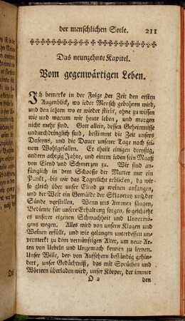 Das neunzehnte Kapitel. Vom gegenwärtigen Leben
