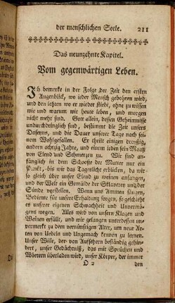Das neunzehnte Kapitel. Vom gegenwärtigen Leben