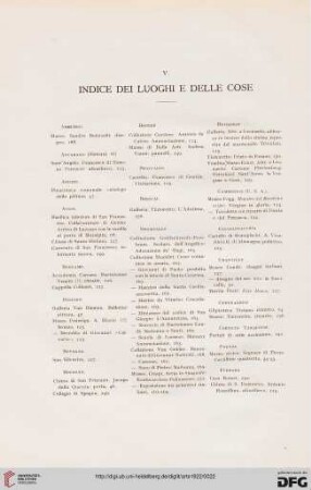 V. Indice dei luoghi e delle cose