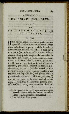 Membrum II. De Animis Bestiarum