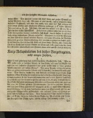 Kurze Rekapitulation des bisher Vorgetragenen, nebst einigen Zusätzen.