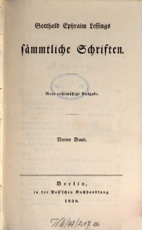 Gotthold Ephraim Lessings sämmtliche Schriften, 4