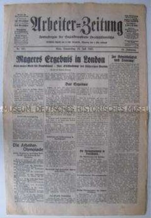 Tageszeitung der österreichischen Sozialdemokratie u.a. zur Londoner Konferenz über die deutschen Reparationsleistungen