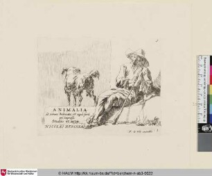ANIMALIA, Titelblatt [Hirte mit seinem Hund; The Shepherd and the Dog; [...] un berger tenant un bâton [près de lui un chien [...]]