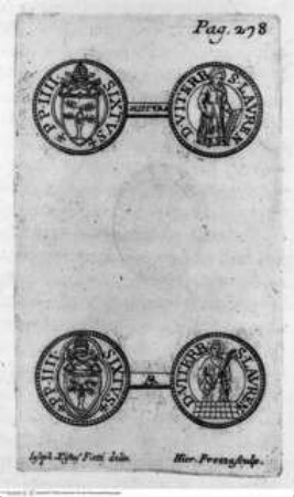 Istoria della citta di Viterbo - Tav. p. 278: Monete con l'arme di Sisto IV. ...