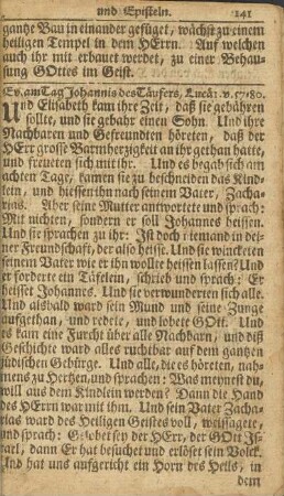 Ev. am Tag Johannis des Täufers, Lucä 1. v. 57-80.