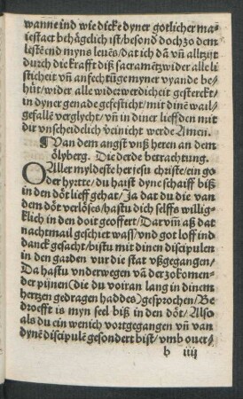 Van dem angst unß heren an dem ölyberg. Die derde betrachtung.
