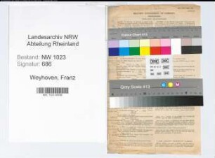 Entnazifizierung Franz Weyhoven , geb. 09.04.1900 (Lehrer)